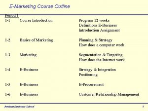 EMarketing Course Outline Period 1 1 1 Course