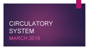 CIRCULATORY SYSTEM MARCH 2019 FUNCTIONS OF CIRCULATORY SYSTEM