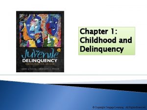 Chapter 1 Childhood and Delinquency Copyright Cengage Learning