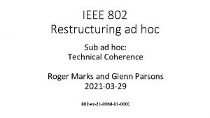IEEE 802 Restructuring ad hoc Sub ad hoc