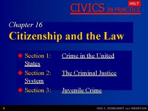 CIVICS IN PRACTICE HOLT Chapter 16 Citizenship and