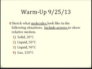 WarmUp 92513 0 Sketch what molecules look like