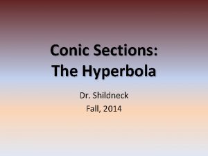 Conic Sections The Hyperbola Dr Shildneck Fall 2014