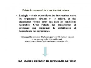 But Etudier la distribution des communauts sur lestran