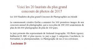 Voici les 20 laurats du plus grand concours