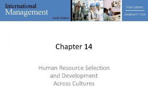 International Management International Ninth Edition Management Luthans Doh