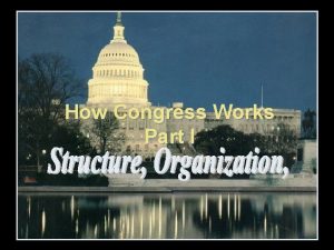 How Congress Works Part I Whos in Congress