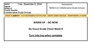 AVID Agenda WARM UP Thankful Bracelets Tues November