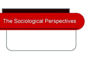 The Sociological Perspectives Perspective l Definition a way
