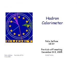 Hadron Calorimeter Felix Sefkow DESY Prekickoff meeting December