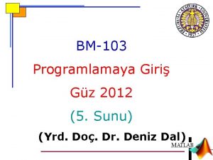 BM103 Programlamaya Giri Gz 2012 5 Sunu Yrd