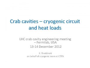 Crab cavities cryogenic circuit and heat loads LHC