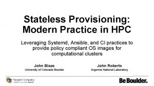 Stateless Provisioning Modern Practice in HPC Leveraging Systemd
