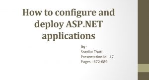 How to configure and deploy ASP NET applications