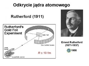 Odkrycie jdra atomowego Rutherford 1911 Ernest Rutherford 1871 Odkrycie jdra atomowego Rutherford 1911 Ernest Rutherford 1871