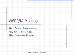 WSRPIA Meeting Sixth face to face meeting May