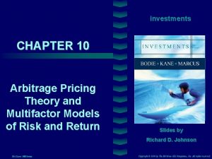 investments CHAPTER 10 Cover image Arbitrage Pricing Theory