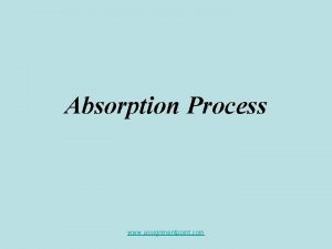 Absorption Process www assignmentpoint com 1 Absorption The
