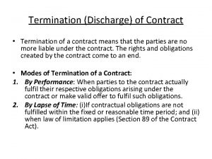 Termination Discharge of Contract Termination of a contract