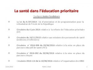 La sant dans lducation prioritaire Quelques textes fondateurs