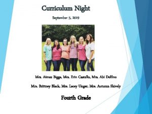 Curriculum Night September 5 2019 Mrs Aimee Biggs