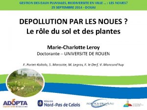 GESTION DES EAUX PLUVIALES BIODIVERSITE EN VILLE LES