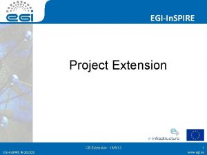 EGIIn SPIRE Project Extension CB Extension 19913 EGIIn