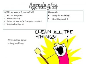 Agenda 924 NOTE we leave at the second