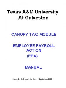 Texas AM University At Galveston CANOPY TWO MODULE