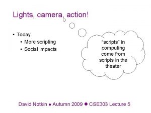 Lights camera action Today More scripting Social impacts