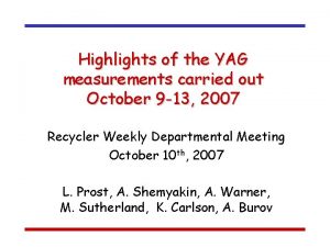 Highlights of the YAG measurements carried out October