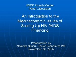 UNDP Poverty Center Panel Discussion An Introduction to