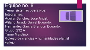 Equipo no 8 Tema sistemas operativos Integrantes Aguilar