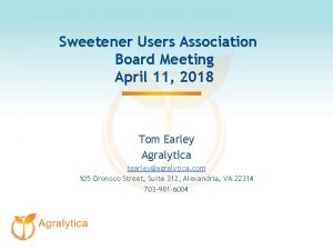Sweetener Users Association Board Meeting April 11 2018