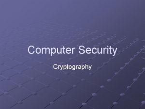 Computer Security Cryptography Basic Terminology Plaintext decrypted Ciphertext