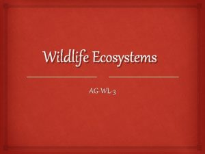 Wildlife Ecosystems AGWL3 Whats the difference Whats the