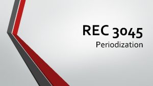 REC 3045 Periodization Why is Periodization Important For