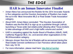 HAR is an Inman Innovator Finalist Inman News