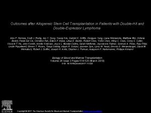 Outcomes after Allogeneic Stem Cell Transplantation in Patients