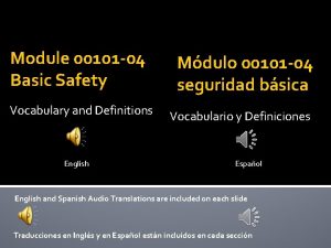 Module 00101 04 Basic Safety Vocabulary and Definitions