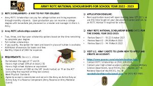 ARMY ROTC NATIONAL SCHOLARSHIPS FOR SCHOOL YEAR 2022