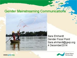 Gender Mainstreaming Communications Sara Ehrhardt Gender Focal Point