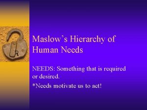 Maslows Hierarchy of Human Needs NEEDS Something that