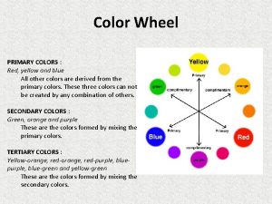 Color Wheel PRIMARY COLORS Red yellow and blue