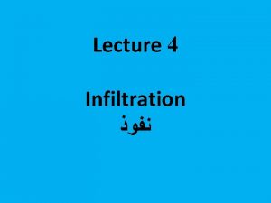 Lecture 4 Infiltration Elements of Hydrologic Cycle Precipitation