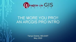 THE MORE YOU PRO AN ARCGIS PRO INTRO