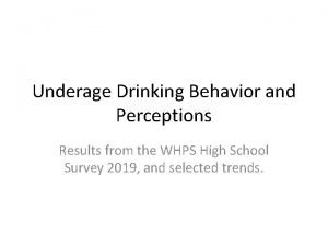 Underage Drinking Behavior and Perceptions Results from the