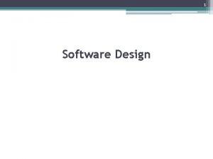 1 Software Design 2 Refactoring 3 Refactoring Overview