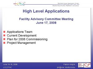 High Level Applications Facility Advisory Committee Meeting June