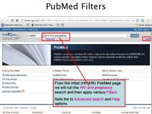 Pub Med Filters From the initial HINARI Pub